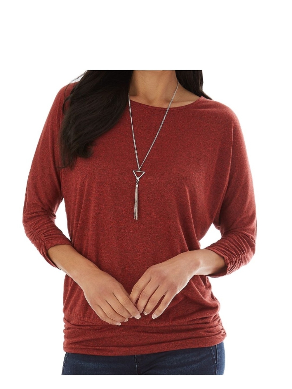 Apt. 9 Women's Burnt Orange Long Sleeve Boatneck Top